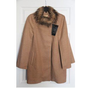 Iman Cape Coat M/L Tan Faux Fur NWT $88